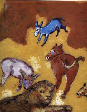 lion Tableau Peinture - Le Lion vieilli contemporain de Marc Chagall